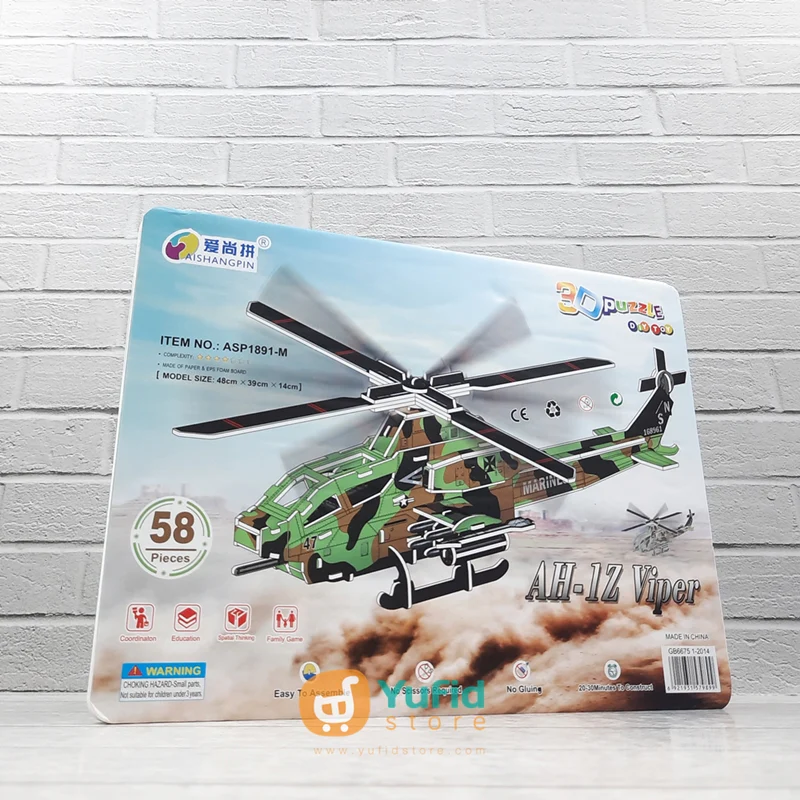 AISHANGPIN 3D PUZZLE DIY TOY AH-1Z VIPER ASP 1891-M PUZZLE 3D HELIKOPTER AH-1Z VIPER