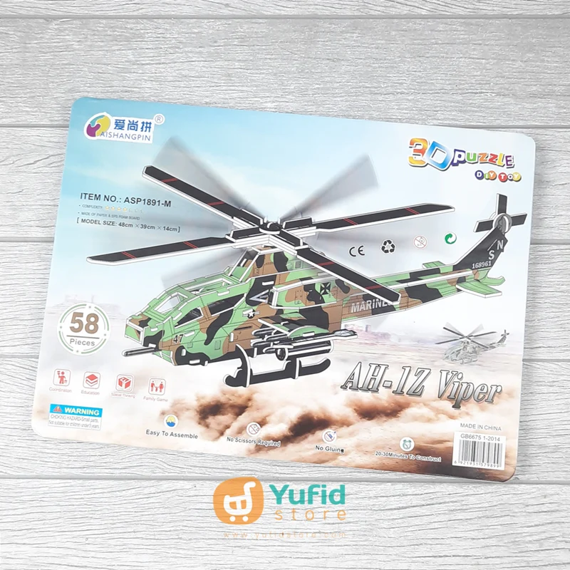 AISHANGPIN 3D PUZZLE DIY TOY AH-1Z VIPER ASP 1891-M PUZZLE 3D HELIKOPTER AH-1Z VIPER - Image 2