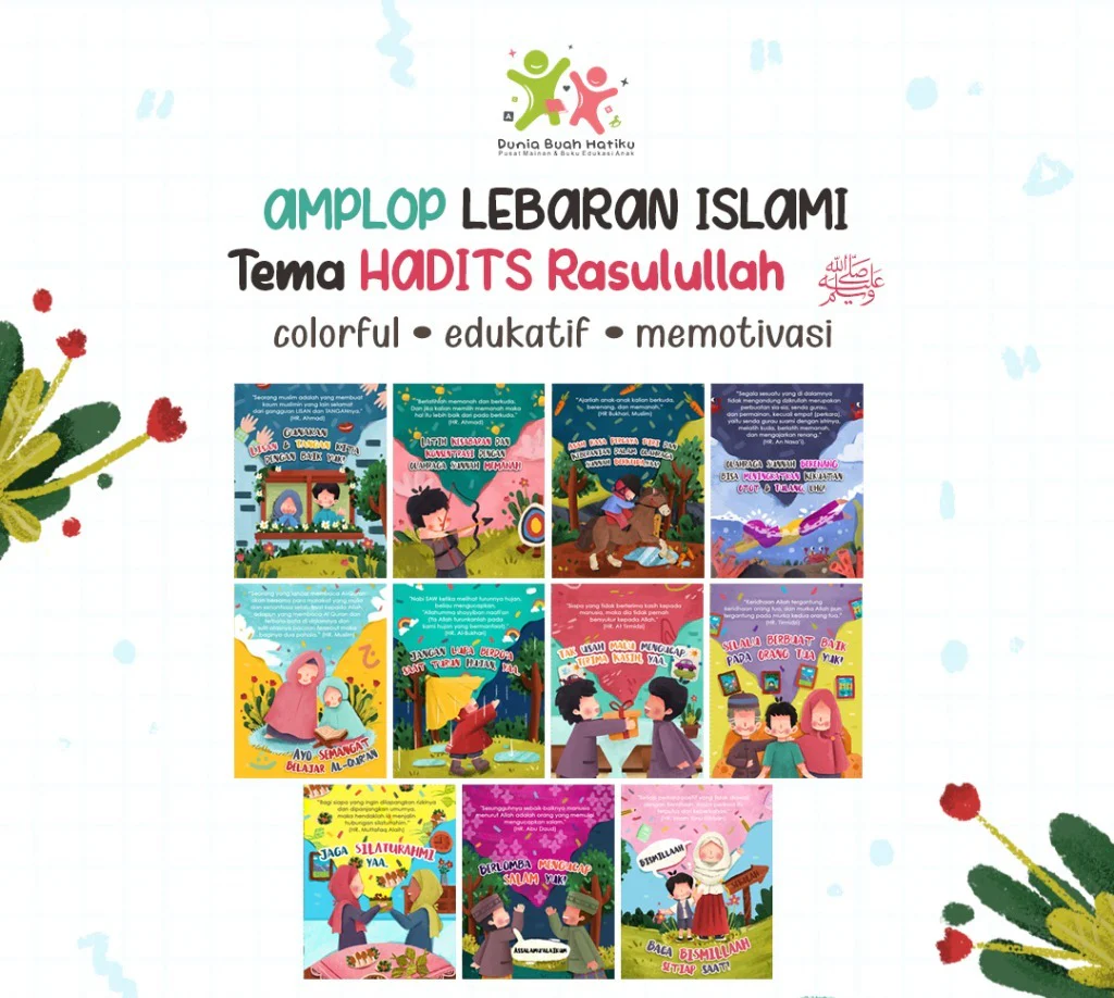 AMPLOP LEBARAN ISLAMI TEMA HADITS ISI 60 LEMBAR (DUNIA BUAH HATIKU)