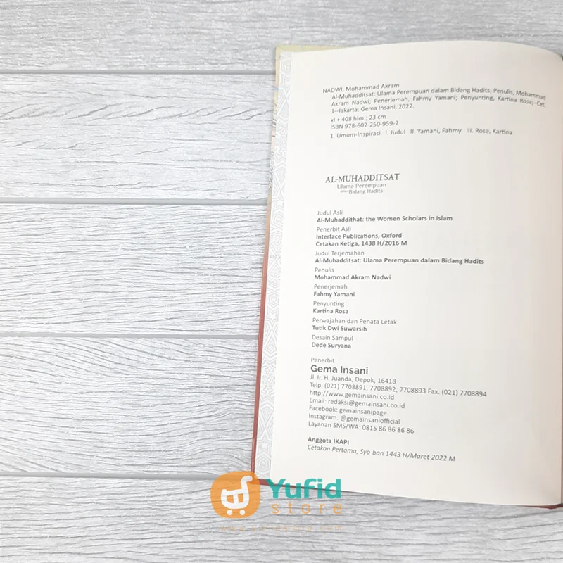 BUKU AL MUHADDITSAT ULAMA PEREMPUAN DALAM BIDANG HADITS (GEMA INSANI) - Image 3