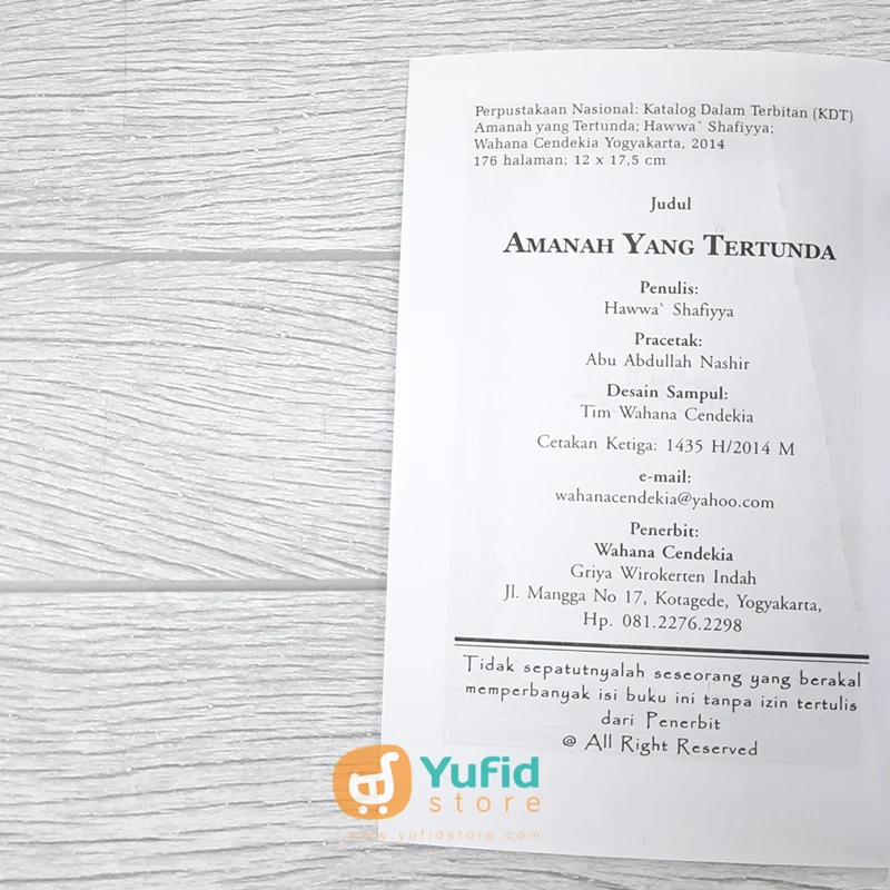 BUKU AMANAH YANG TERTUNDA (WAHANA CENDEKIA) - Image 3