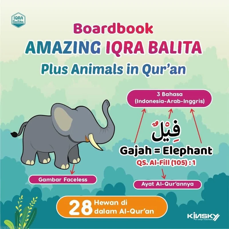 BUKU BOARD BOOK AMAZING IQRA BALITA 1 PLUS ANIMALS IN QUR'AN (KINSKY) - Image 4