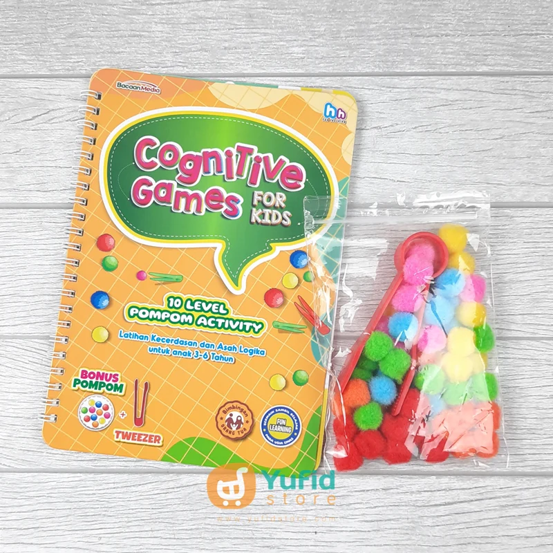 BUKU COGNITIVE GAMES FOR KIDS 10 LEVEL POMPOM ACTIVITY (BACAAN MEDIA)