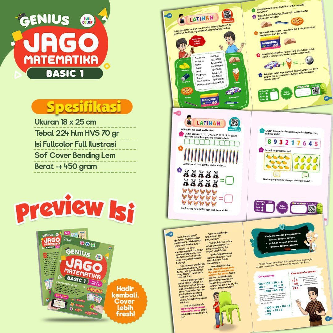 BUKU GENIUS JAGO MATEMATIKA BASIC 1 UNTUK SD KELAS 1-3 (VISI MANDIRI) - Image 2