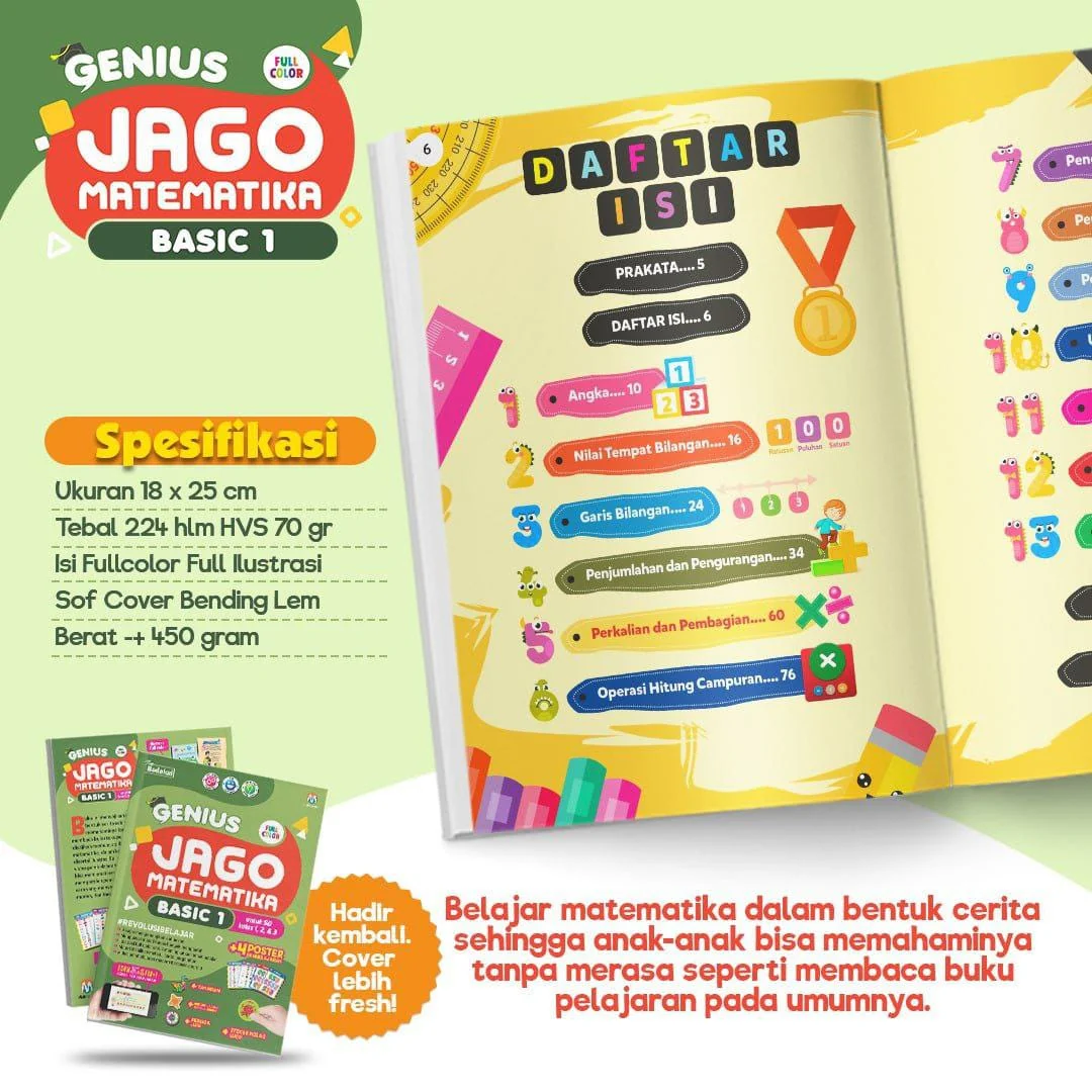 BUKU GENIUS JAGO MATEMATIKA BASIC 1 UNTUK SD KELAS 1-3 (VISI MANDIRI) - Image 3