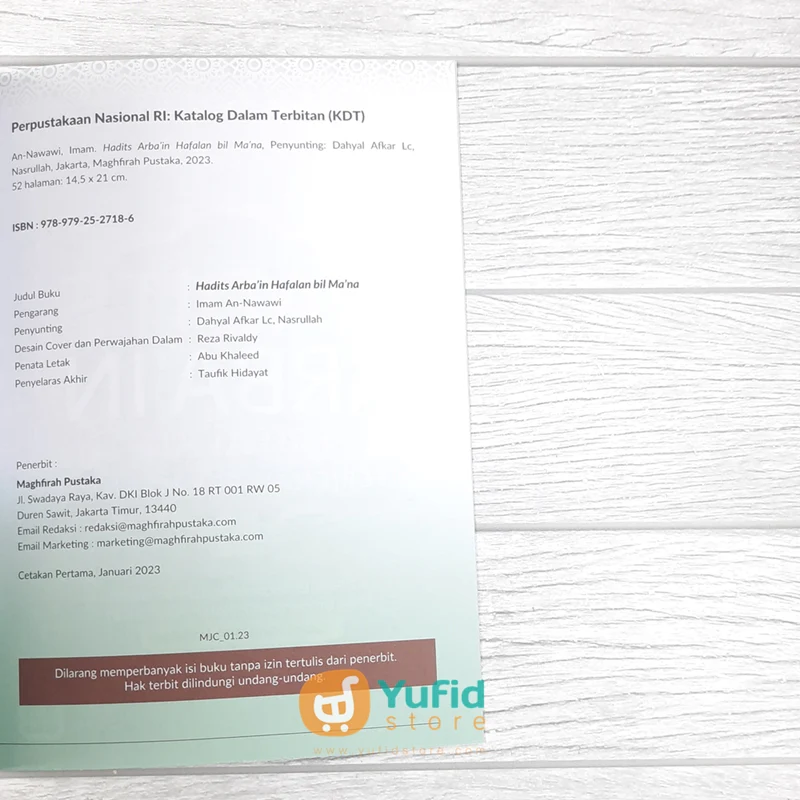 BUKU HADITS ARBAIN HAFALAN TERJEMAH PER MAKNA (MAGHFIRAH PUSTAKA) - Image 3