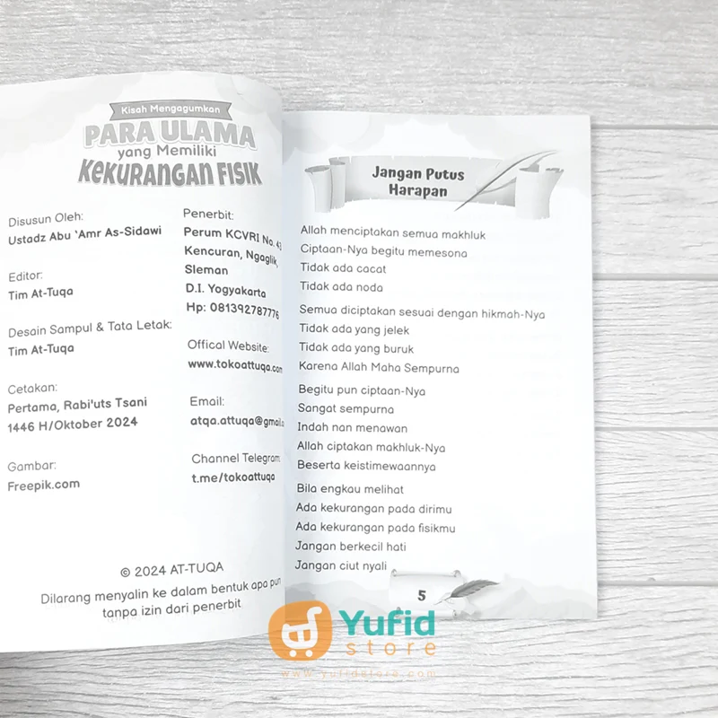 BUKU KISAH MENGAGUMKAN PARA ULAMA YANG MEMILIKI KEKURANGAN FISIK (ATTUQA) - Image 3