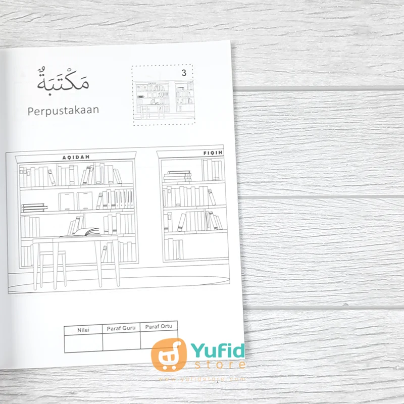 BUKU MAHIR MEWARNAI SAMBIL MENGENAL KOSAKATA BAHASA ARAB SERI NAMA BANGUNAN DAN TEMPAT BAGIAN 1 (DAAR ILMI) - Image 6