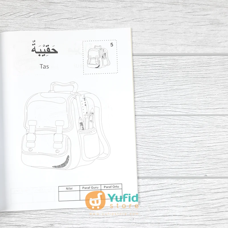 BUKU MAHIR MEWARNAI SAMBIL MENGENAL KOSAKATA BAHASA ARAB SERI PERALATAN SEKOLAH (DAAR ILMI) - Image 7