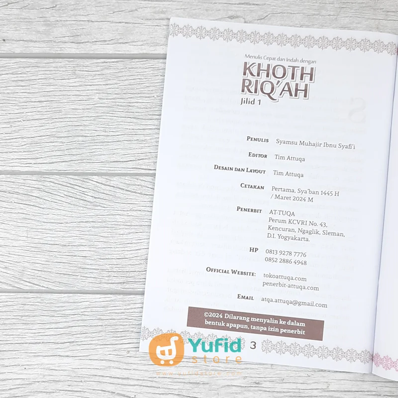 BUKU MENULIS CEPAT DAN INDAH DENGAN KHOTH RIQAH JILID 1 (ATTUQA) - Image 3