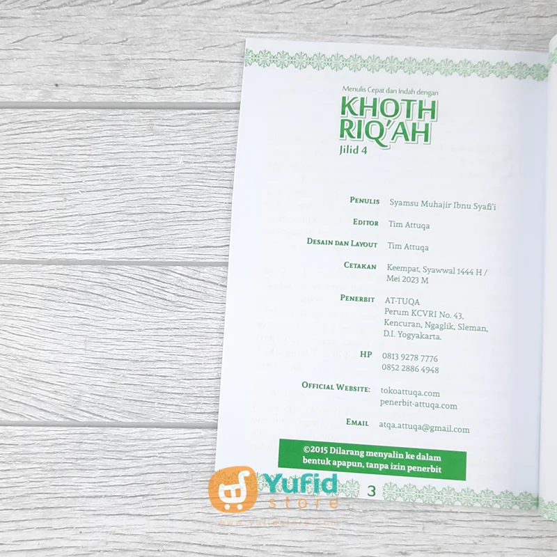 BUKU MENULIS CEPAT DAN INDAH DENGAN KHOTH RIQAH JILID 4 (ATTUQA) - Image 3