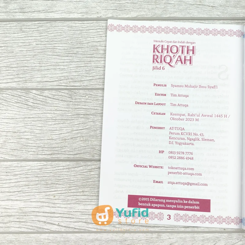 BUKU MENULIS CEPAT DAN INDAH DENGAN KHOTH RIQAH JILID 6 (ATTUQA) - Image 3