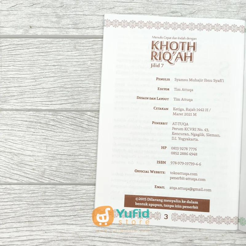 BUKU MENULIS CEPAT DAN INDAH DENGAN KHOTH RIQAH JILID 7 (ATTUQA) - Image 3