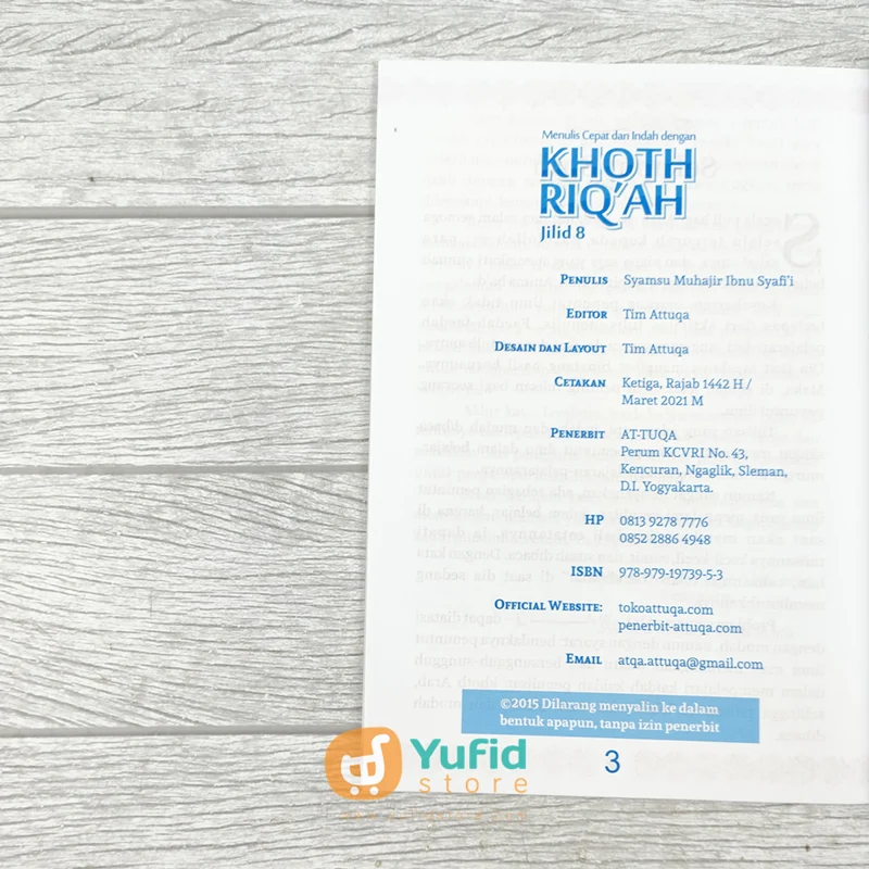 BUKU MENULIS CEPAT DAN INDAH DENGAN KHOTH RIQAH JILID 8 (ATTUQA) - Image 3