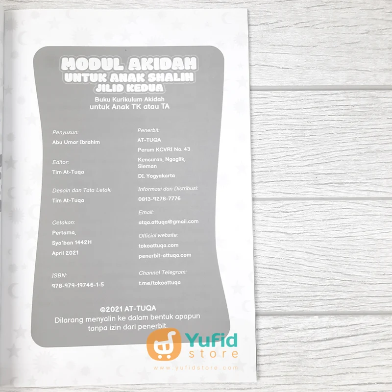 BUKU MODUL AKIDAH UNTUK ANAK SHALIH UNTUK TK/TA JILID 2 (ATTUQA) - Image 3