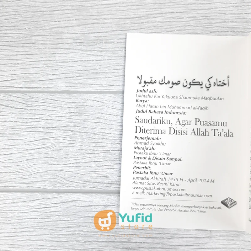 Buku Saku Saudariku Agar Puasamu Diterima Di sisi Allah Ta’ala (Pustaka Ibnu Umar) - Image 3