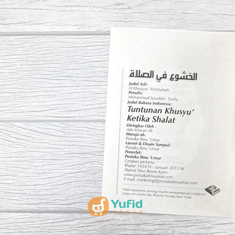 BUKU SAKU TUNTUNAN KHUSYU KETIKA SHALAT (PUSTAKA IBNU UMAR) - Image 3