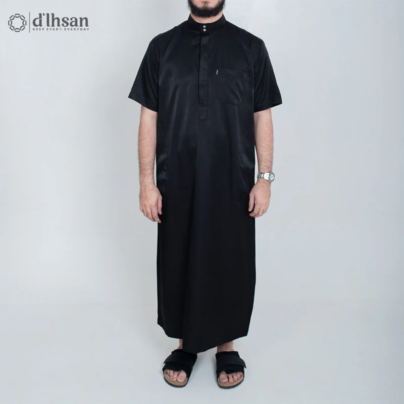 d’Ihsan Jubah Pria Affan Series Lengan Pendek Warna Hitam
