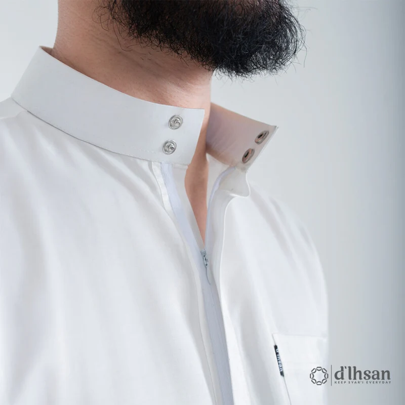 d’Ihsan Jubah Pria Affan Series Lengan Pendek Warna Putih - Image 4
