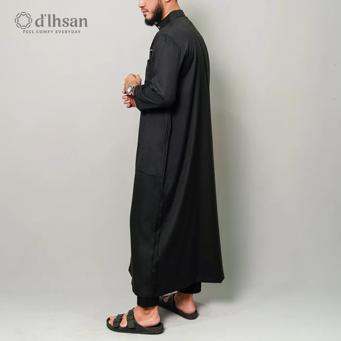 d’Ihsan Jubah Pria Model Arab Lengan Panjang Warna Hitam - Image 3