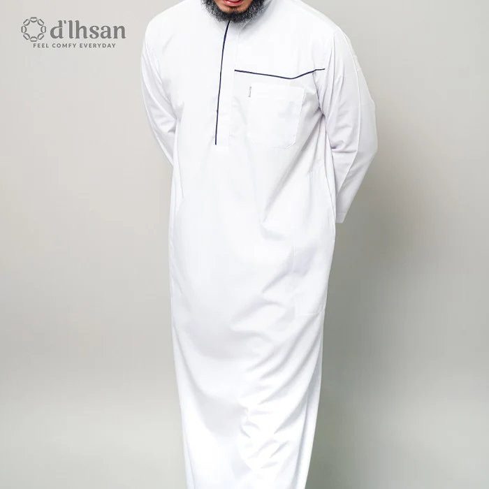 d’Ihsan Jubah Pria Model Arab Lengan Panjang Warna Putih - Image 4