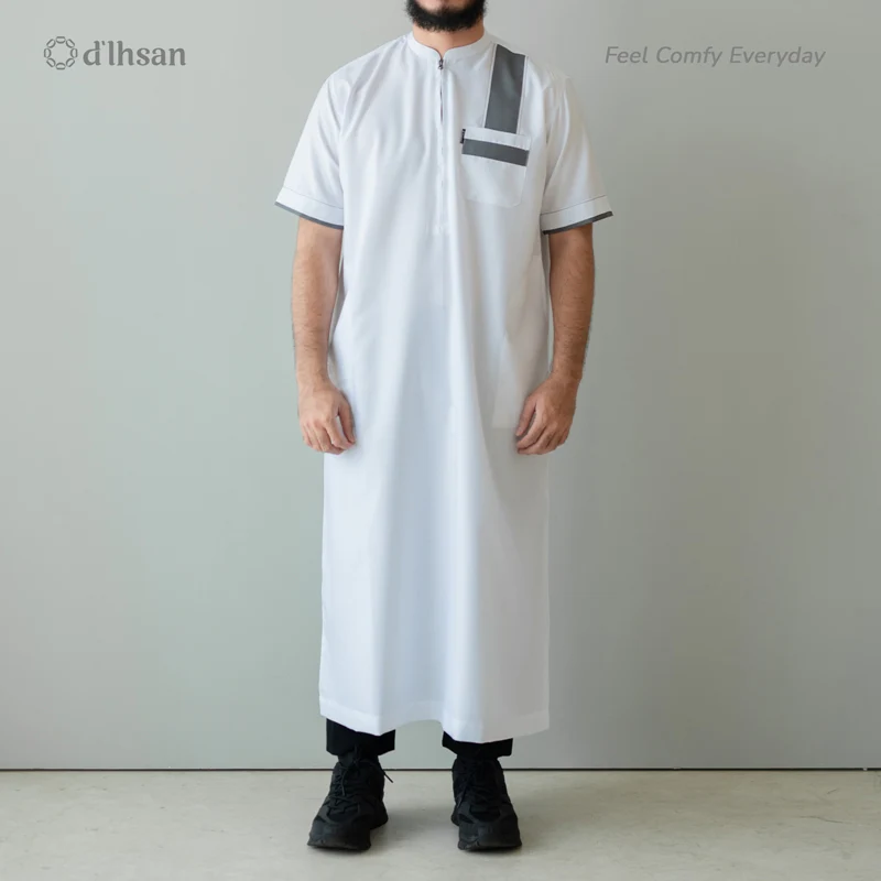 GAMIS ZUBAIR PUTIH LIST ABU BY D’IHSAN SERI GIPD 45 - Image 2