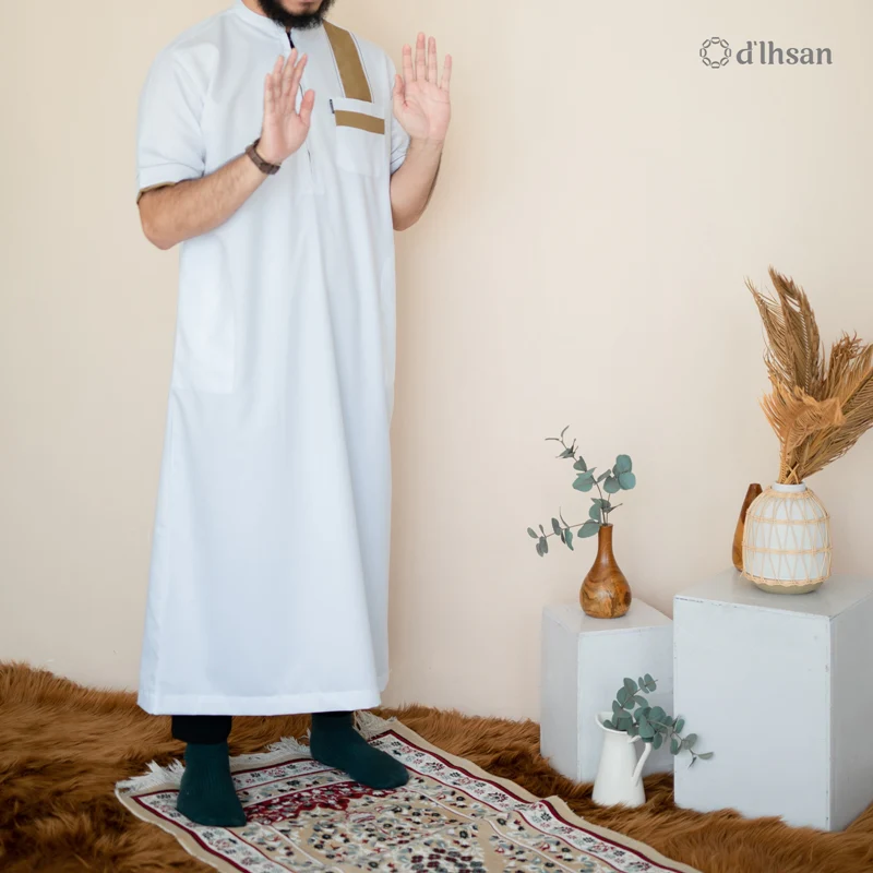 GAMIS ZUBAIR PUTIH LIST COKLAT BY D’IHSAN SERI GIPD 46