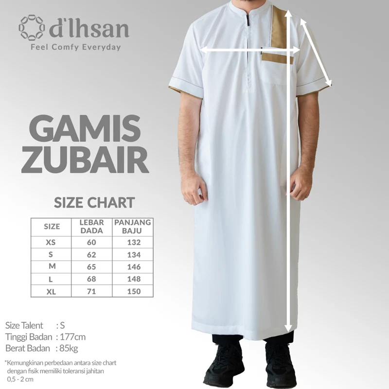 GAMIS ZUBAIR PUTIH LIST COKLAT BY D’IHSAN SERI GIPD 46 - Image 4