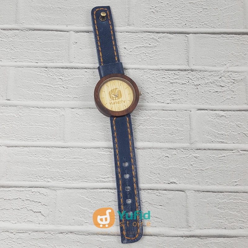 Jam Tangan Yufid.Tv Logo Ukir Strap Biru Diameter 40 - Image 3