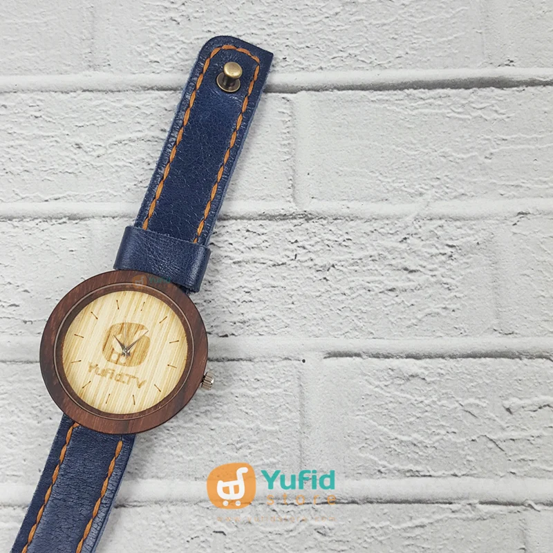 Jam Tangan Yufid.Tv Logo Ukir Strap Biru Diameter 40 - Image 4