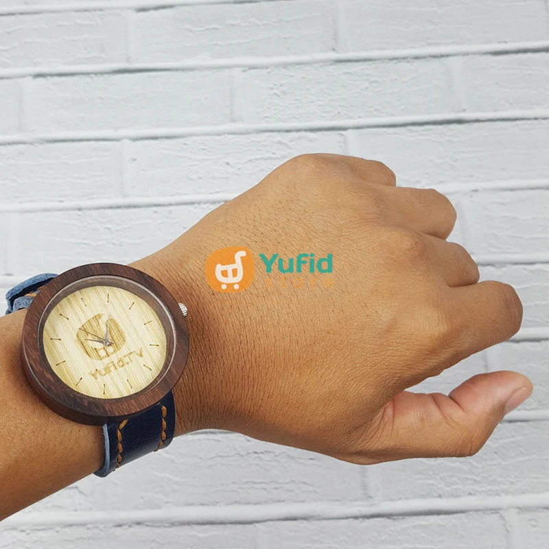 Jam Tangan Yufid.Tv Logo Ukir Strap Biru Diameter 45 - Image 5