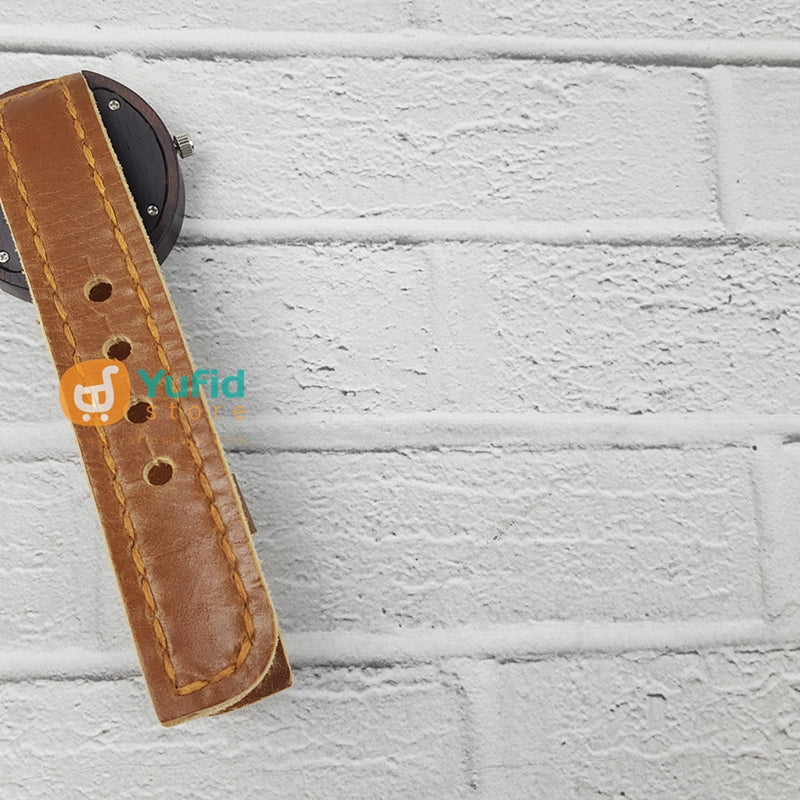 Jam Tangan Yufid.Tv Logo Ukir Strap Cokelat Diameter 40 - Image 3