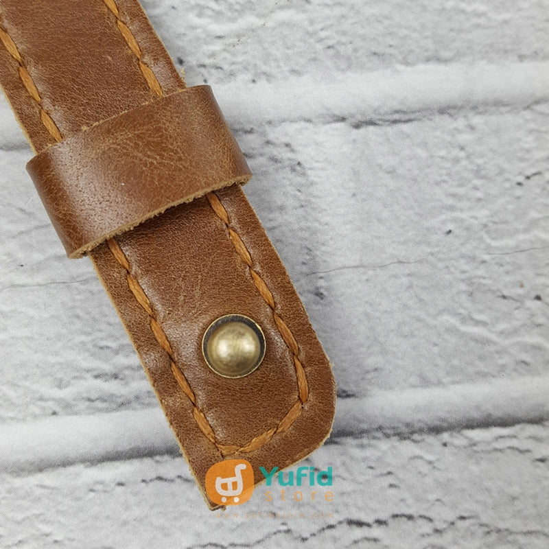 Jam Tangan Yufid.TV Logo Warna Dasar Hitam Strap Cokelat Diameter 40 - Image 4