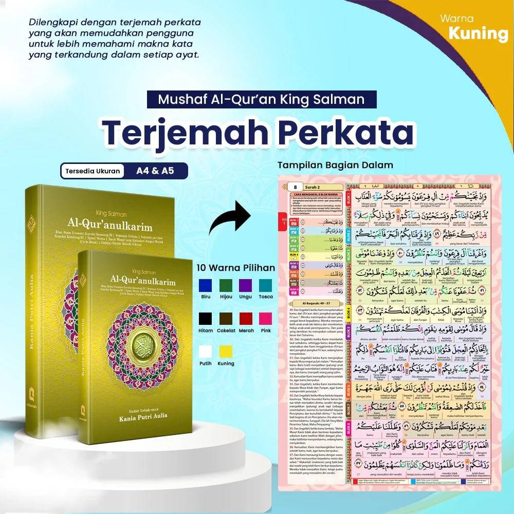 Mushaf Al-Qur'an Custom Nama Ukuran A4 Tipe Terjemah Perkata (King Salman) - Image 16