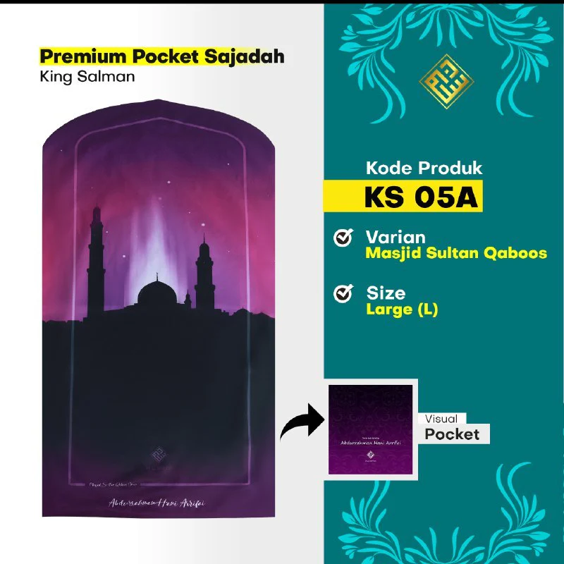 King Salman Premium Pocket Sajadah Custom Nama Ukuran Large (King Salman) - Image 10