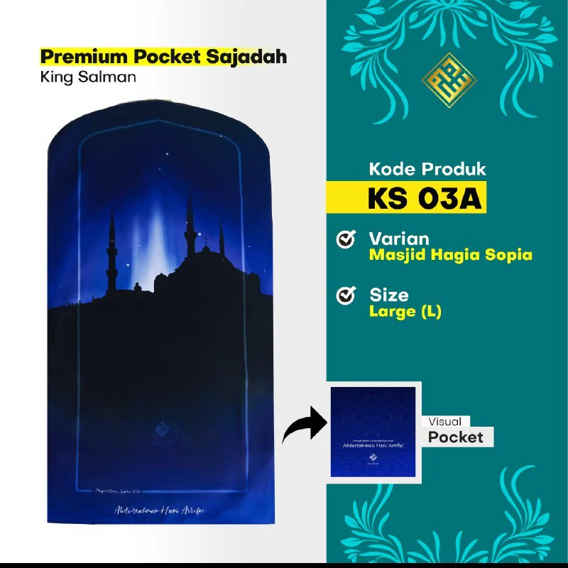 King Salman Premium Pocket Sajadah Custom Nama Ukuran Large (King Salman) - Image 8
