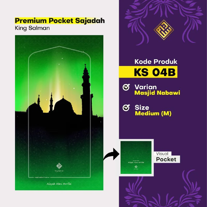 King Salman Premium Pocket Sajadah Custom Nama Ukuran Medium (King Salman) - Image 10