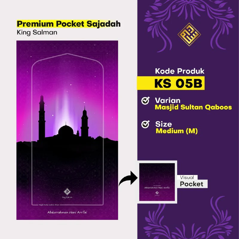 King Salman Premium Pocket Sajadah Custom Nama Ukuran Medium (King Salman) - Image 11