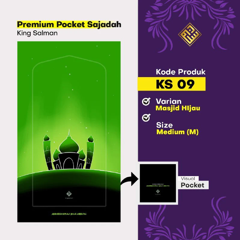 King Salman Premium Pocket Sajadah Custom Nama Ukuran Medium (King Salman) - Image 12