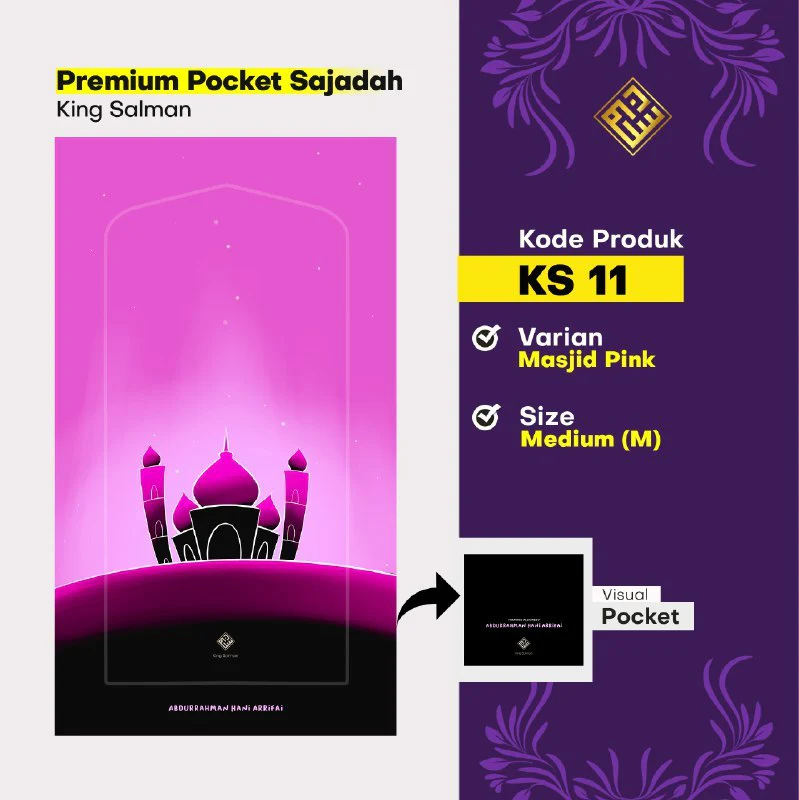 King Salman Premium Pocket Sajadah Custom Nama Ukuran Medium (King Salman) - Image 14