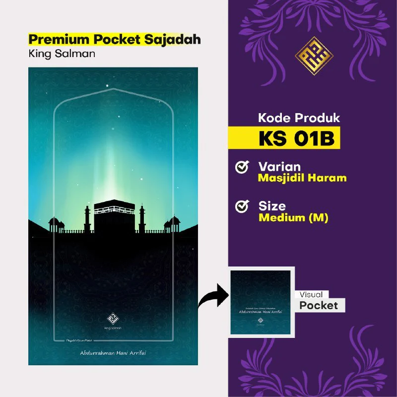King Salman Premium Pocket Sajadah Custom Nama Ukuran Medium (King Salman) - Image 7