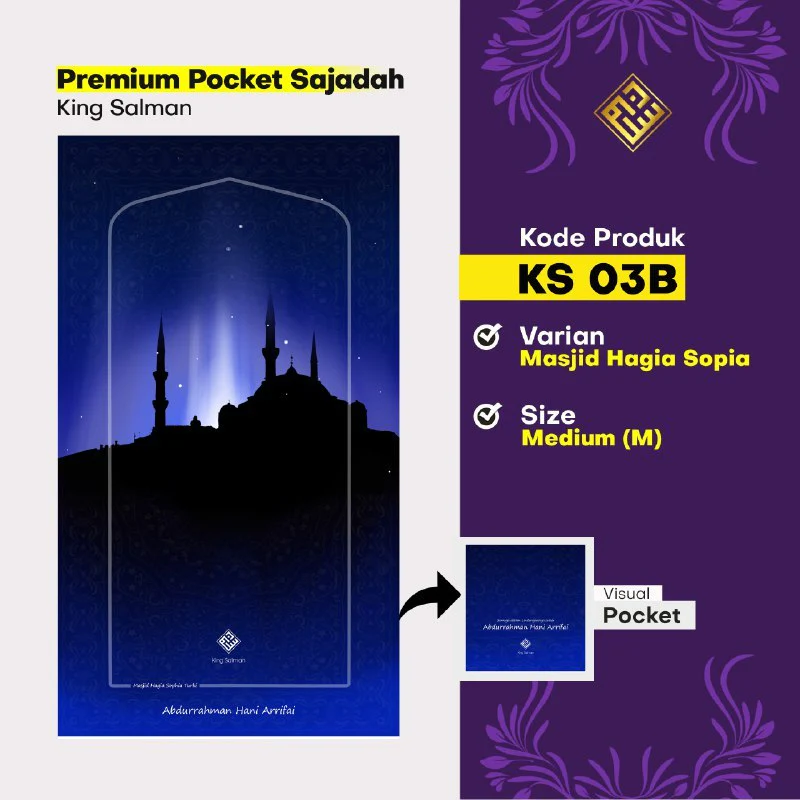 King Salman Premium Pocket Sajadah Custom Nama Ukuran Medium (King Salman) - Image 9