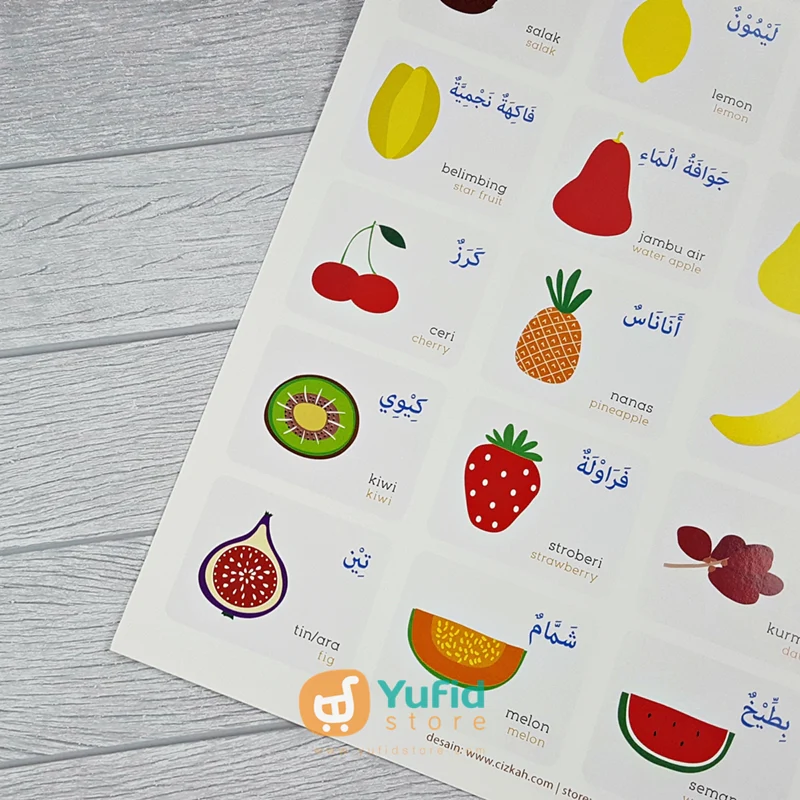 Poster Buah-Buahan 3 Bahasa (Indonesia, Inggris, Arab) - Image 5