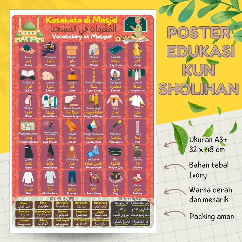POSTER KOSAKATA DI MASJID 3 BAHASA (KUN SHOLIHAN)