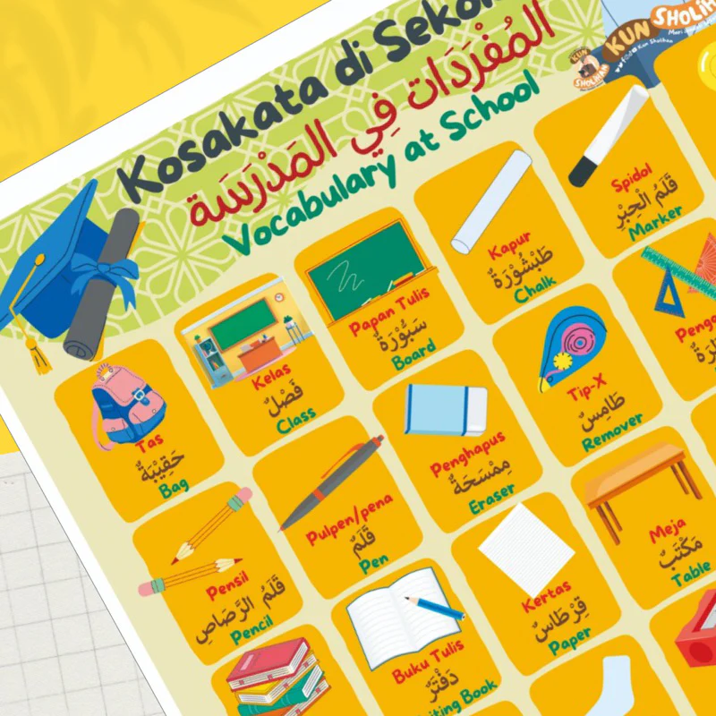 POSTER KOSAKATA DI SEKOLAH 3 BAHASA (KUN SHOLIHAN) - Image 2