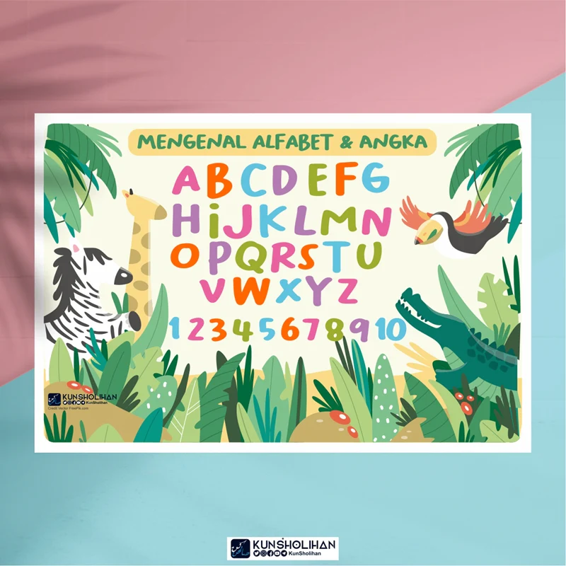 POSTER MENGENAL ALFABET DAN ANGKA (KUN SHOLIHAN)