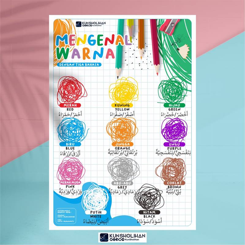 POSTER MENGENAL WARNA DENGAN 3 BAHASA (KUN SHOLIHAN)