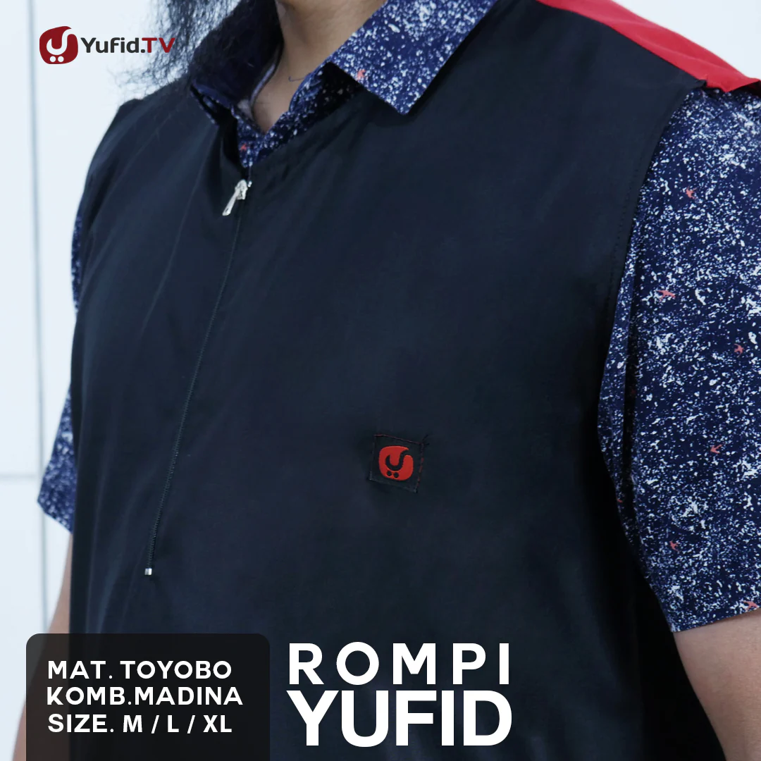 Rompi Sholat Yufid Hitam Kombinasi Merah (Yufidstore) - Image 3