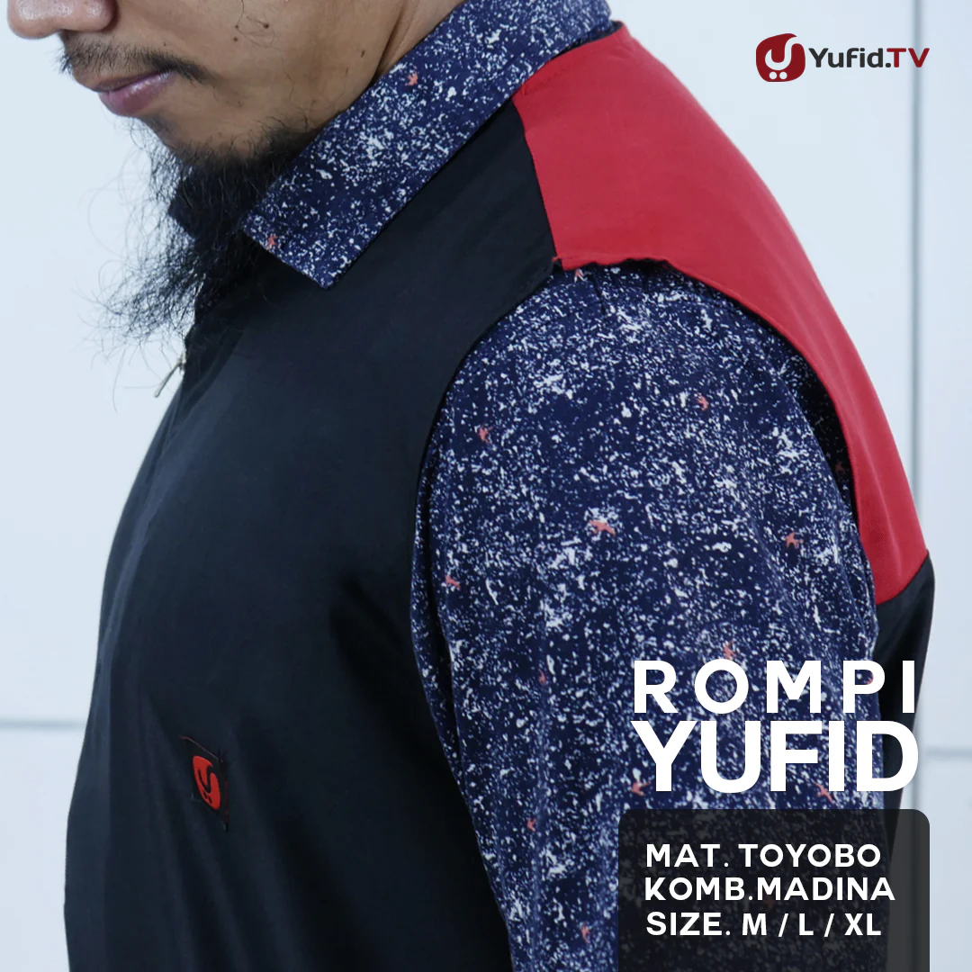 Rompi Sholat Yufid Hitam Kombinasi Merah (Yufidstore) - Image 4