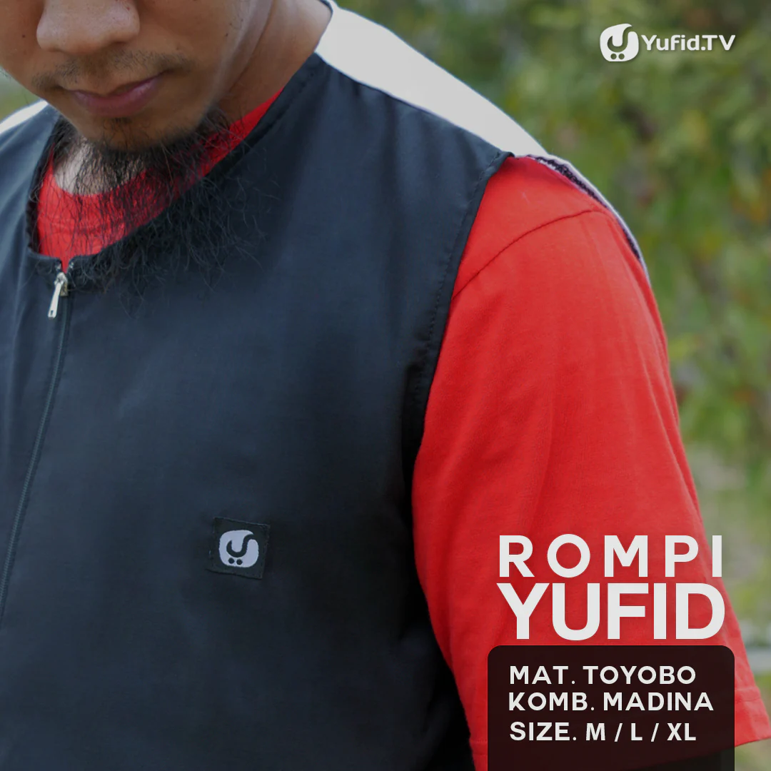 Rompi Sholat Yufid Hitam Kombinasi Putih (Yufidstore) - Image 3